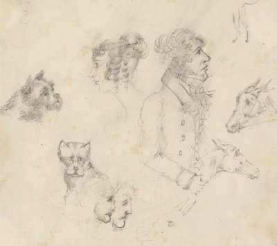 Honden, Mensen en Paarden door Unknown artist