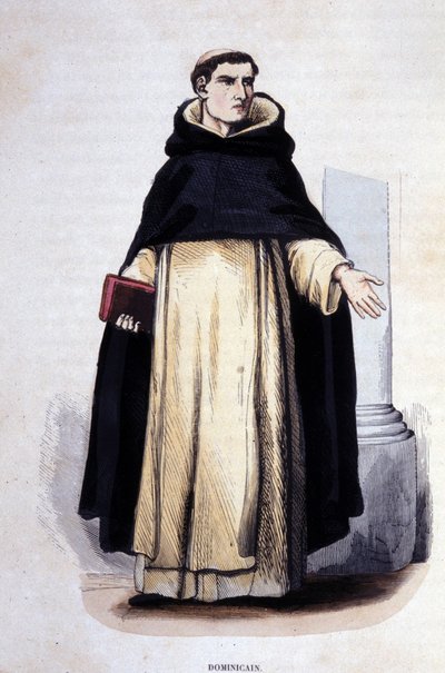 Dominicaan. Gravure uit een album over religieuze orden, Parijs door Unknown artist