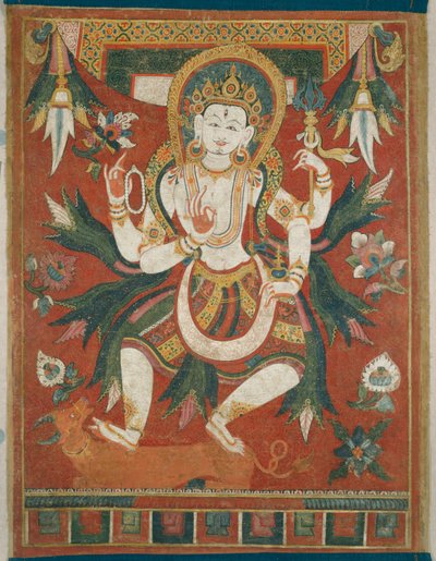Dubbelzijdig beschilderde banier (Paubha) met God Shiva door Unknown artist