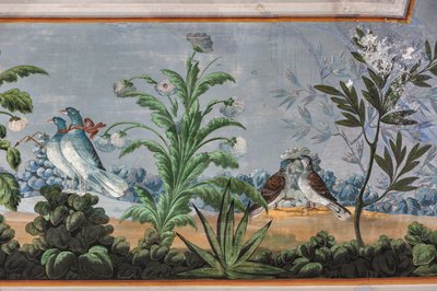 Duiven en bloemen (detail) door Unknown artist
