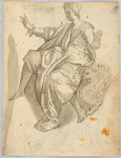 Tekening: A) Personificatie van Liefdadigheid, B) Een Doodsbange Vrouw door Unknown artist