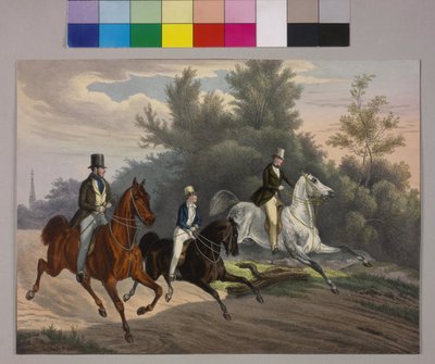 Keizer Franz Joseph rijdt met twee metgezellen door het Prater door Unknown artist