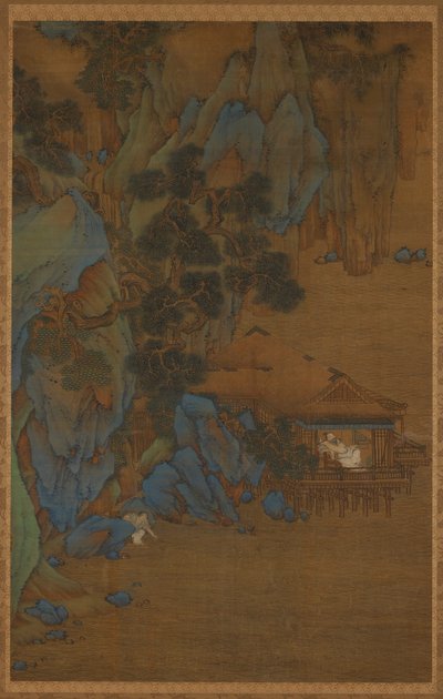 Genieten van de bries in een paviljoen aan het water door Unknown artist