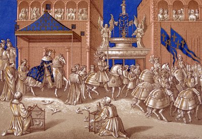 Ingang van Karel VII (1403-1461) in Parijs. 19e-eeuwse chromolithografie door Unknown artist