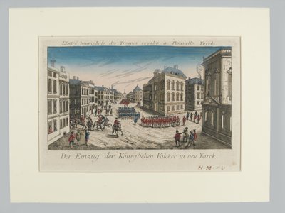 De intocht van de Koninklijke Troepen in New York door Unknown artist