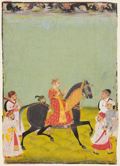 Ruiterportret van Maharana Raj Singh II van Mewar door Unknown artist