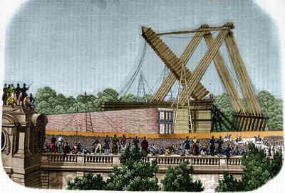 Oprichting van de obelisk van Luxor op Place de la Concorde. Parijs, 25 oktober 1836. door Unknown artist