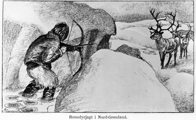Eskimo jachtspel met een boog - Ervin Astrup, North Blandt Polens Naboer Kistriana door Unknown artist