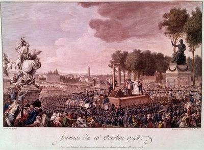 Executie van Marie Antoinette: koningin Marie Antoinette op het schavot op 16 oktober door Unknown artist