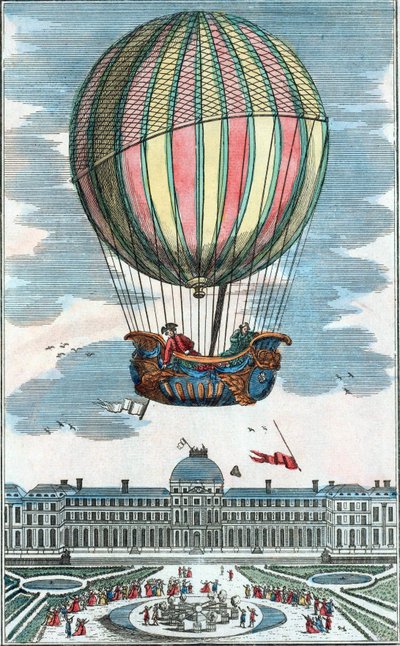 Ervaring van de aerostatische bol van Mr. Charles en Robert in de Tuilerieën op 1 december 1783. door Unknown artist