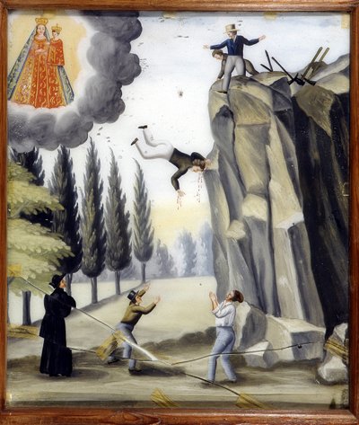 Val van een rots - ex-voto van Notre Dame de Laghet door Unknown artist