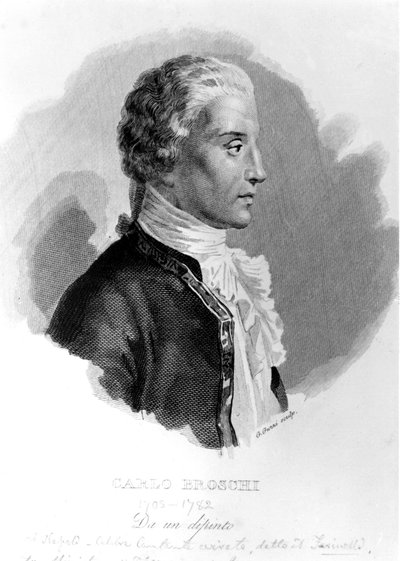 Farinelli (Carlo Broschi, genoemd; 1705 - 1782). door Unknown artist