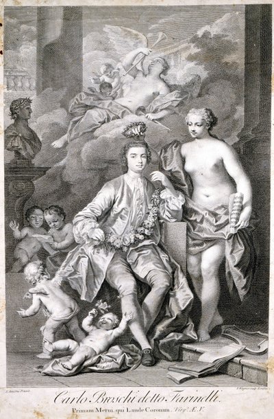 Farinelli (Carlo Broschi, genaamd; 1705 - 1782). door Unknown artist