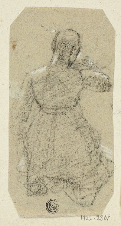 Knielende vrouwenfiguur, van achteren gezien door Unknown artist