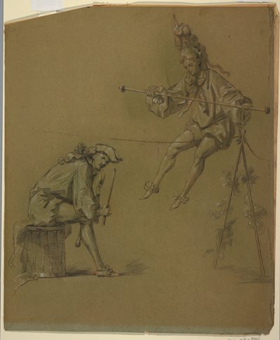 Figurenstudies voor een ontwerp van een klavecimbelomslag door Unknown artist