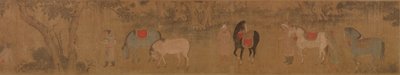 Figuren en Paarden in Landschap door Unknown artist