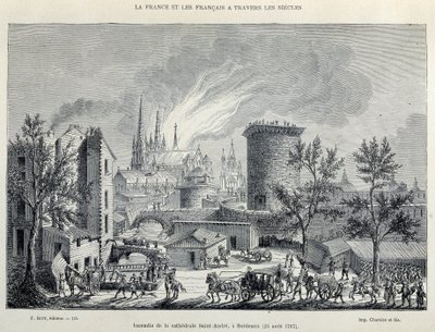 Brand van de Kathedraal St André, Bordeaux, 25 augustus door Unknown artist