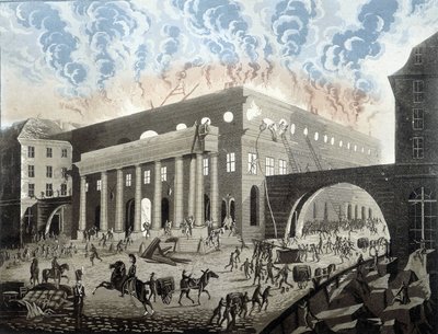 Brand van de Odeon in Parijs in 1820 door Unknown artist