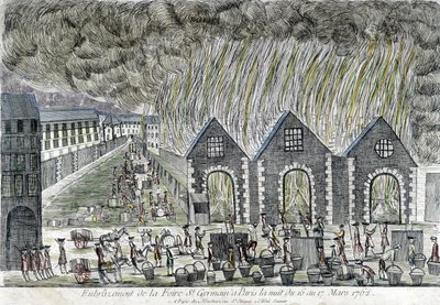 Brand van de Saint Germain kermis in Parijs in 1762 door Unknown artist