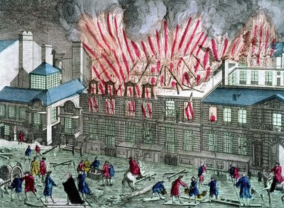 Eerste brand van de Opera du Palais Royal op 6 april door Unknown artist