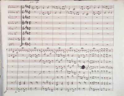 Eerste pagina van de partituur van de Zesde Symfonie door Luigi Boccherini door Unknown artist