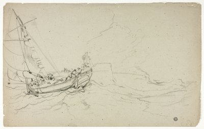 Vissersboten op zee door Unknown artist