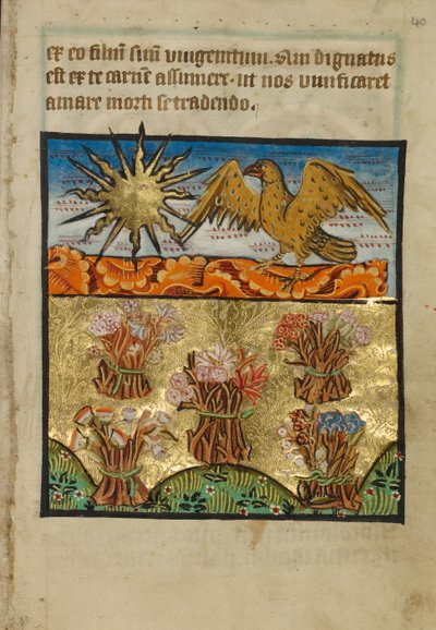 Vijf bossen bloemen door Unknown artist
