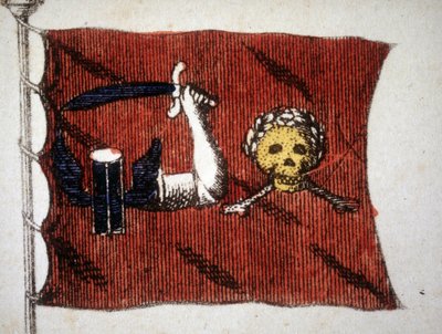 Vlag van de barbaarse piraten, gravure eind 18e eeuw. door Unknown artist