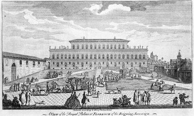 Florence: Uitzicht op het Pitti-paleis in het midden van de 18e eeuw door Unknown artist