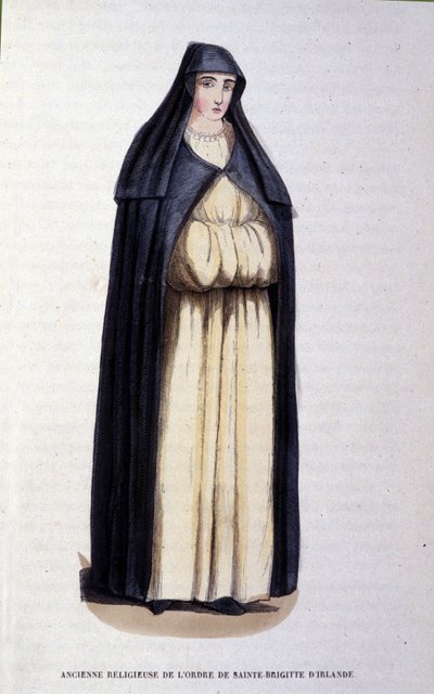 Voormalige non van de Orde van St. Brigitte van Ierland. Gravure uit een album over religieuze orden, Parijs door Unknown artist