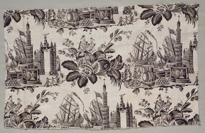 Fragment van Woodblock bedrukt katoen door Unknown artist