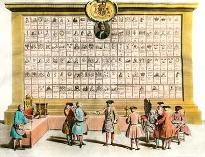 Franc-Maconnerie: bijeenkomst van Engelse vrijmetselaars met symbolen van de belangrijkste loges. 18e eeuw bord. Parijs. Decoratieve Kunsten door Unknown artist