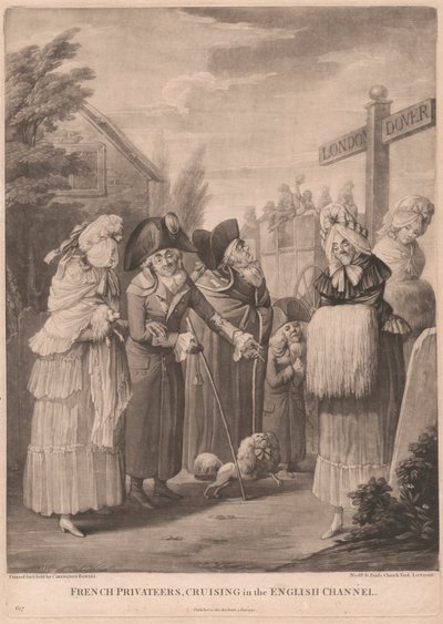 Franse kapers, cruisend in het Engelse Kanaal door Unknown artist
