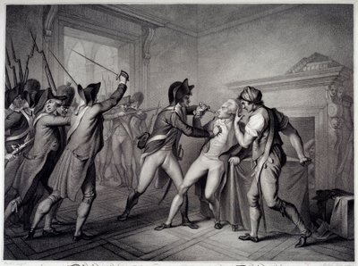 Franse Revolutie: Arrestatie van Robespierre op 27 juli 1794 (9 Thermidor jaar II). Gravure uit de 18e eeuw. Parijs, Musée Carnavalet door Unknown artist