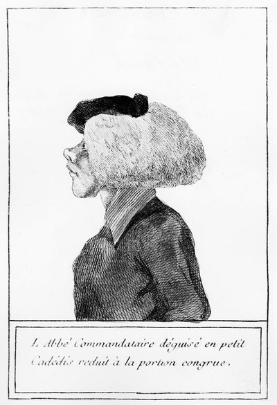 Franse Revolutie: na de overdracht van kerkelijke eigendommen aan de Natie, een voorstelling van een vermomde abt - gravure door Unknown artist