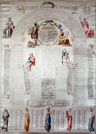 Franse Revolutie: nationale kalender berekend voor dertig jaar vanaf 31/12/1792 door Unknown artist