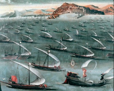 Franse vloot voor de stad Genua door Unknown artist