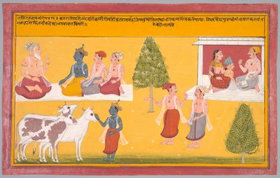 Vrienden van Krishna, folio 163 uit een Bhakti Ratnavali van Vishnu Puri door Unknown artist