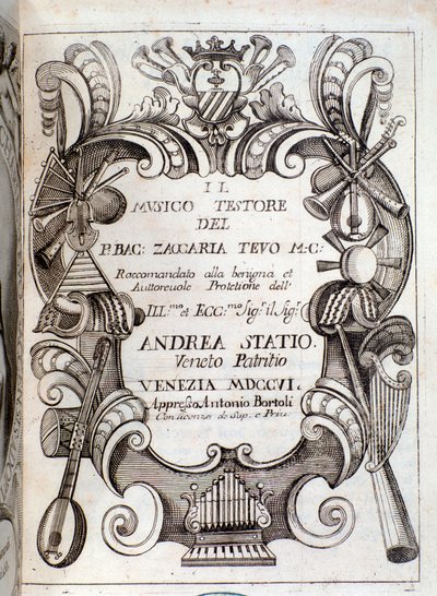 Frontispice van Il musico testore door Zaccaria Tevo door Unknown artist