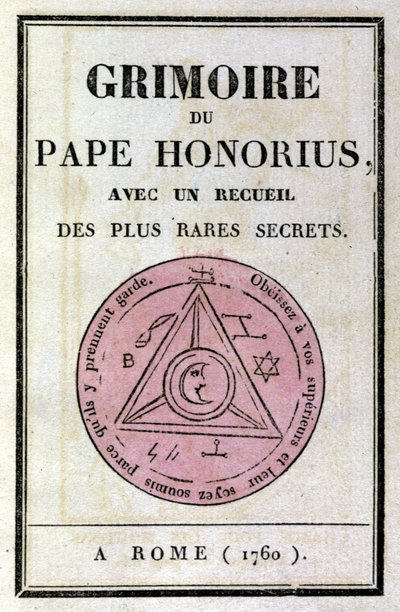 Frontispice van het grimoire van Paus Honorius gebruikt om demonen op te roepen. door Unknown artist