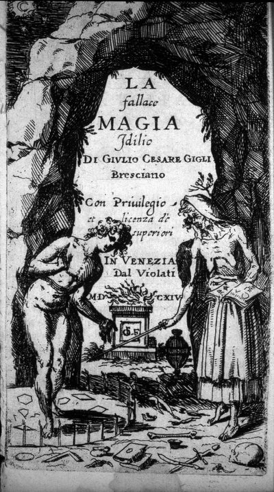 Frontispice van een boek met heksen die magische rituelen uitvoeren door Unknown artist