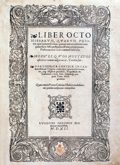 Frontispice uit Liber octo missarum (1541) door Unknown artist