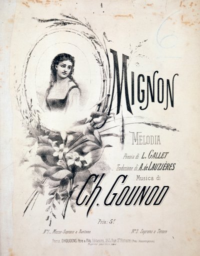Frontispice van Mignon, melodie door Charles Gounod (19e eeuw) door Unknown artist