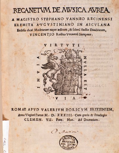 Frontispice van Recanetum de musica aurea door Stephanus Aureus door Unknown artist