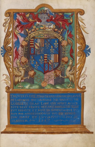 Frontispice met wapenschild van Claude de Lorraine, Duc d