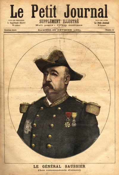 Generaal Felix Gustave (Felix-Gustave) Saussier (1828-1905), werd legercommandant en lid van de superieure oorlogsraad van 1882 tot 1902. Gravure in 