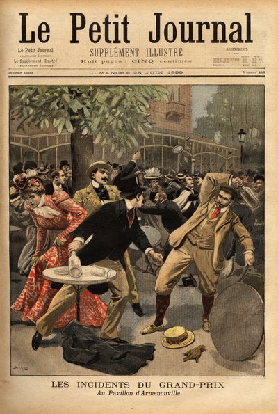 Algemeen gevecht bij de Longchamp Grand Prix races, de oorsprong hiervan is te wijten aan de verklaringen van Charles Dupuy (1851-1923), minister van Binnenlandse Zaken en Religieuze Zaken, die de aanwezige burgers opwonden door hen te laten geloven dat er door Unknown artist