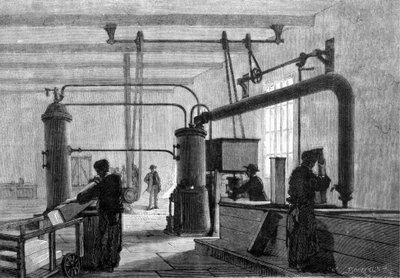 Algemeen zicht op de ijsfabriek (Ferdinand Square-proces) door Unknown artist