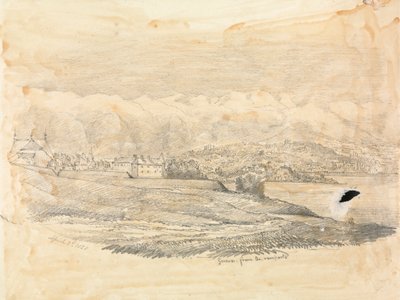 Genève met Bergen in de Verte door Unknown artist
