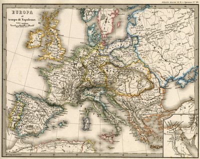 Geografische kaart van Europa ten tijde van Napoleon I. In 